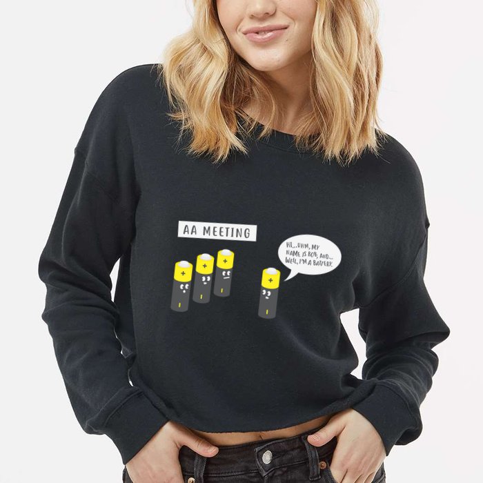 AA Meeting Funny Alcohol Drinking Cropped Pullover Crew