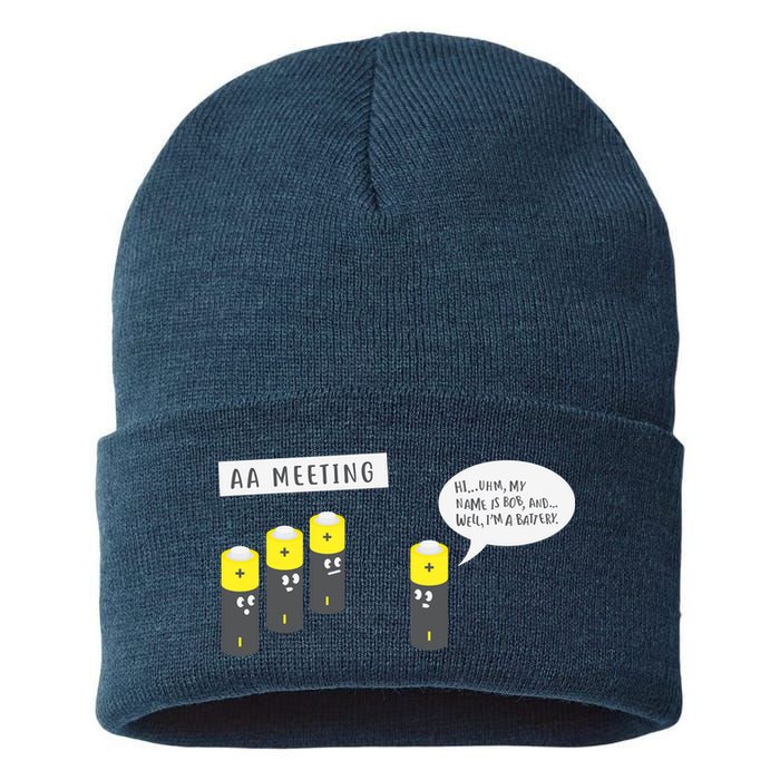 AA Meeting Funny Alcohol Drinking Sustainable Knit Beanie