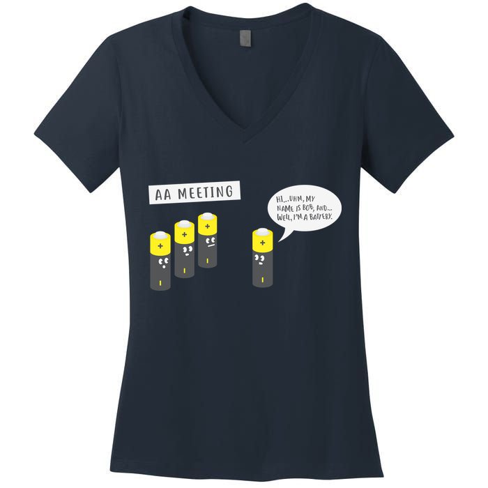 AA Meeting Funny Alcohol Drinking Women's V-Neck T-Shirt