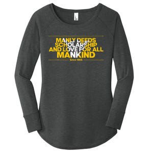 Alpha African 1906 Manly Deeds Scholarship Love Mankind Women's Perfect Tri Tunic Long Sleeve Shirt