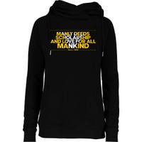 Alpha African 1906 Manly Deeds Scholarship Love Mankind Womens Funnel Neck Pullover Hood