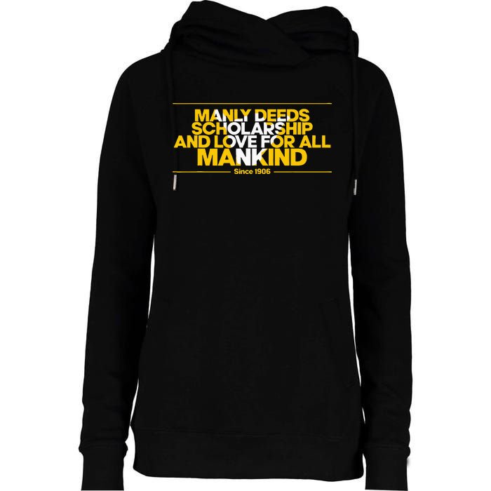 Alpha African 1906 Manly Deeds Scholarship Love Mankind Womens Funnel Neck Pullover Hood