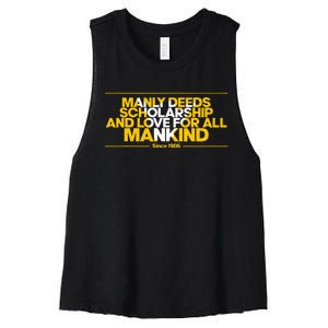 Alpha African 1906 Manly Deeds Scholarship Love Mankind Women's Racerback Cropped Tank