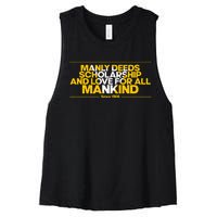 Alpha African 1906 Manly Deeds Scholarship Love Mankind Women's Racerback Cropped Tank