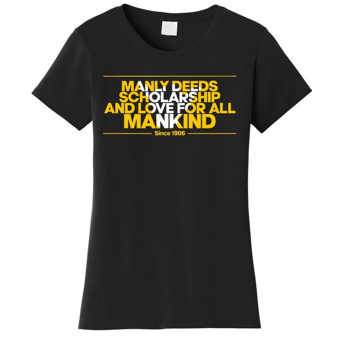 Alpha African 1906 Manly Deeds Scholarship Love Mankind Women's T-Shirt