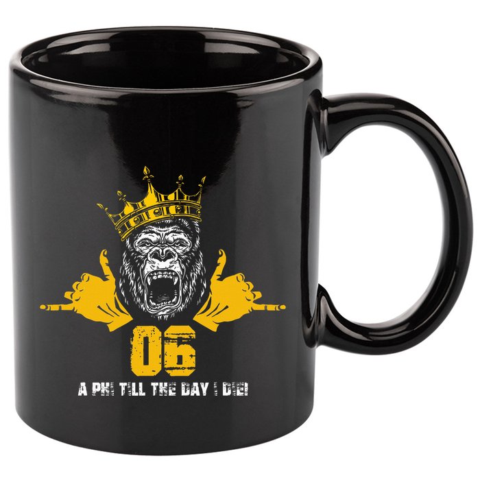 Alpha African 1906 Fraternity Hand Sign Ape Crown 11oz C Handle Ceramic Mug