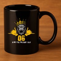 Alpha African 1906 Fraternity Hand Sign Ape Crown 11oz C Handle Ceramic Mug
