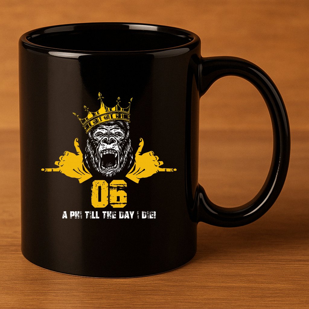 Alpha African 1906 Fraternity Hand Sign Ape Crown 11oz C Handle Ceramic Mug