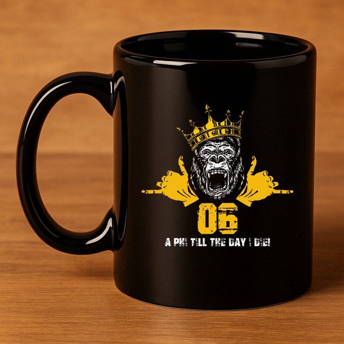 Alpha African 1906 Fraternity Hand Sign Ape Crown 11oz C Handle Ceramic Mug
