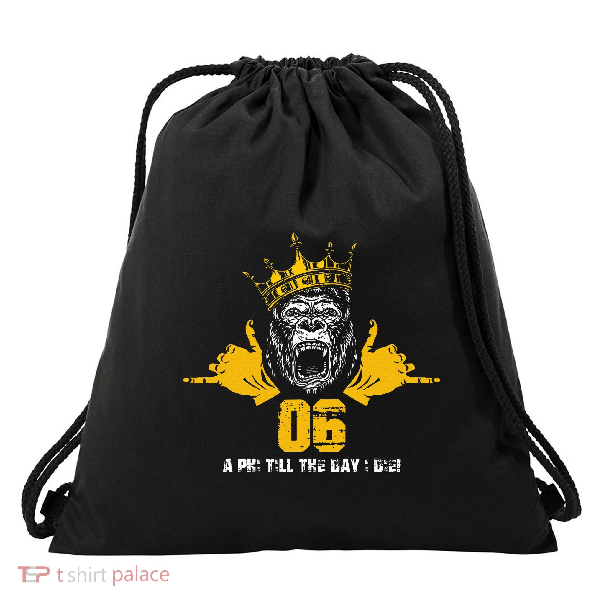 Alpha African 1906 Fraternity Hand Sign Ape Crown Drawstring Bag
