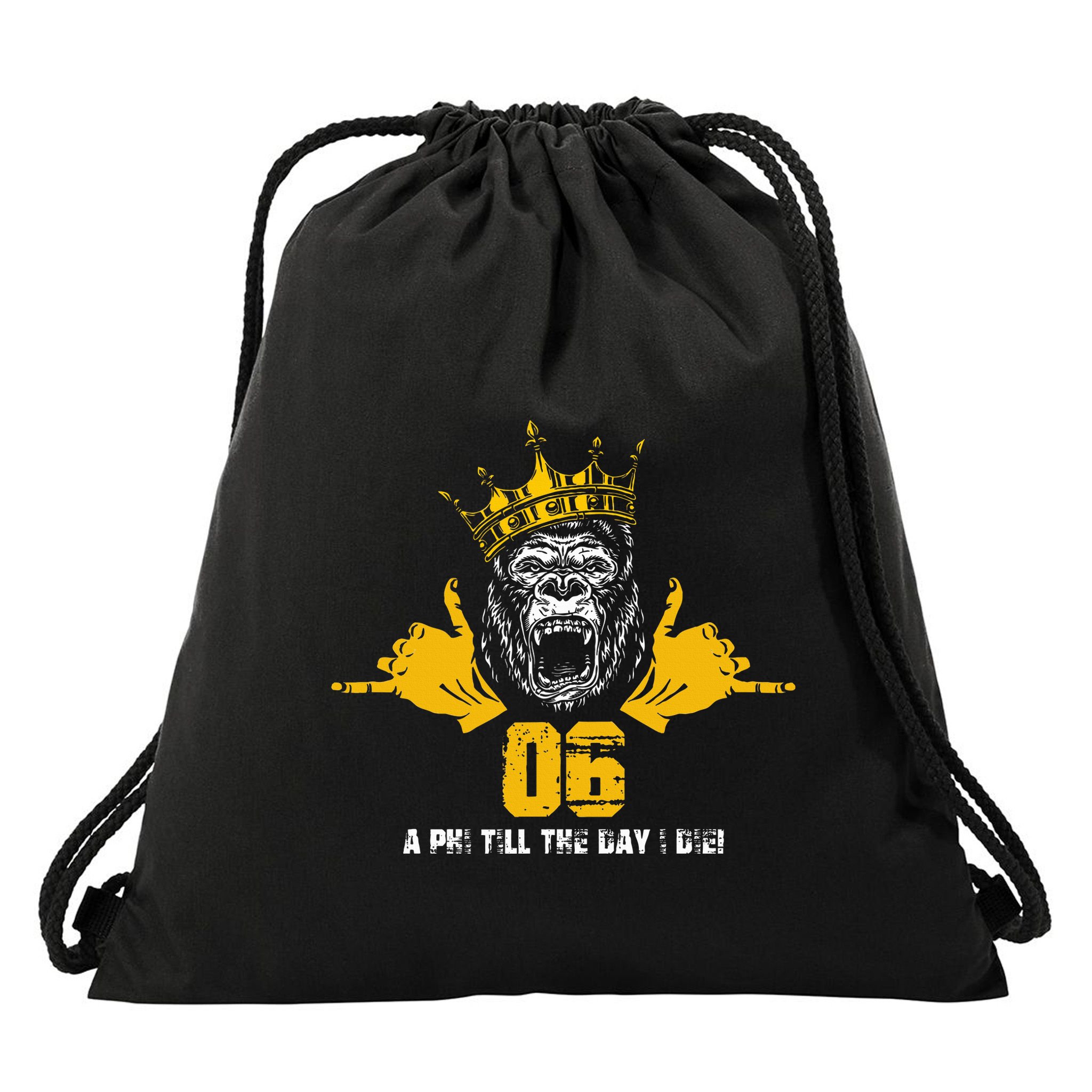 Alpha African 1906 Fraternity Hand Sign Ape Crown Drawstring Bag