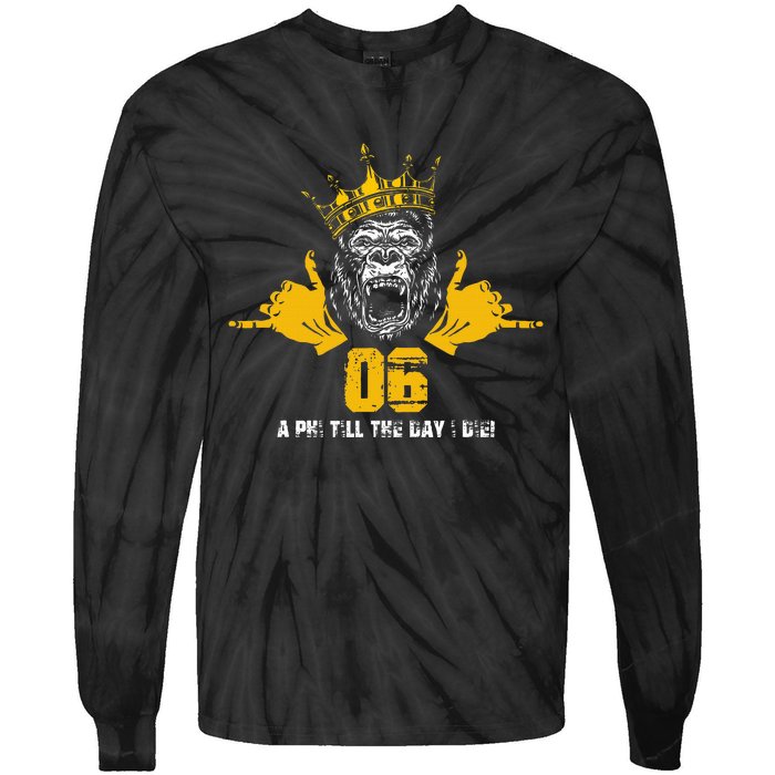 Alpha African 1906 Fraternity Hand Sign Ape Crown Tie-Dye Long Sleeve Shirt