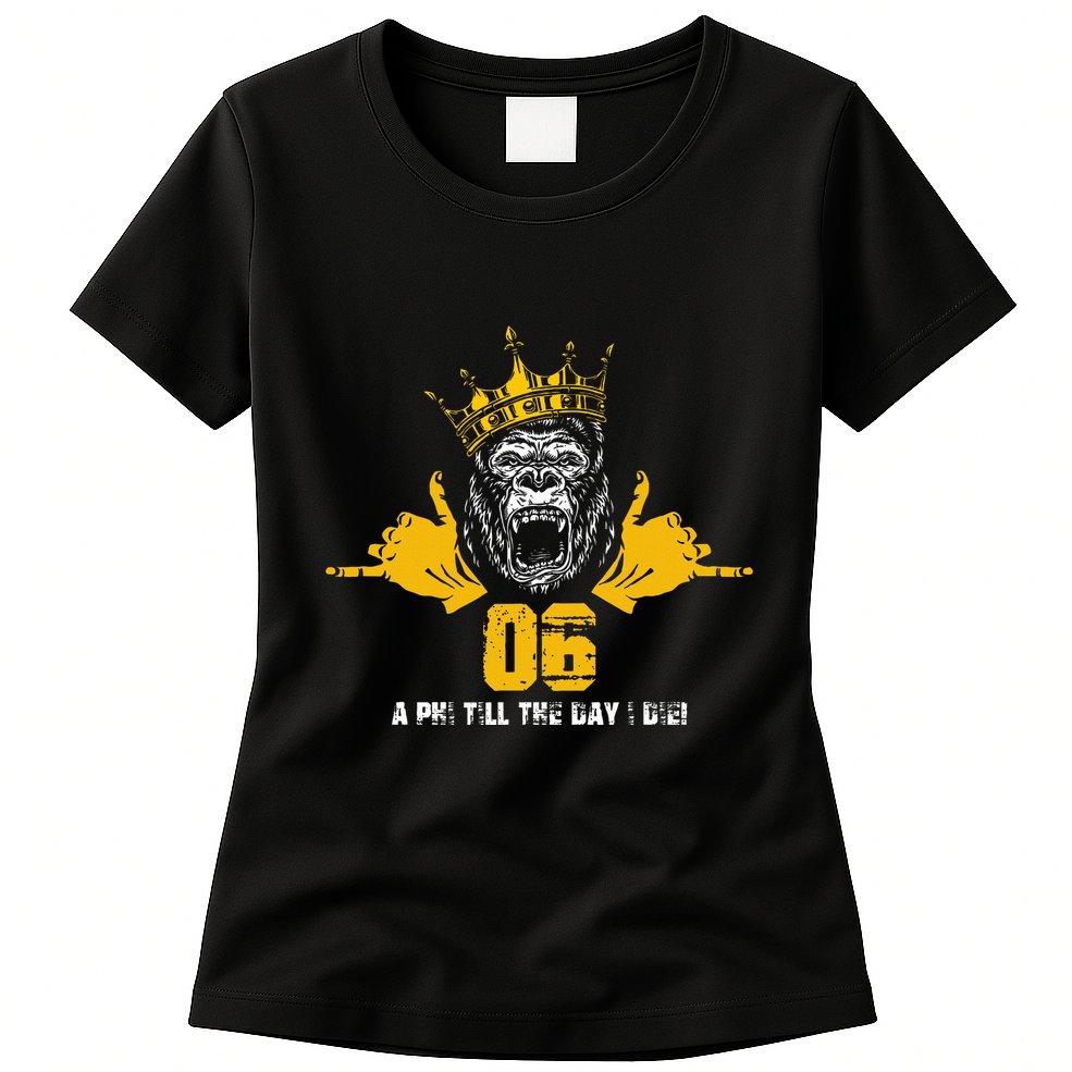 Alpha African 1906 Fraternity Hand Sign Ape Crown Womens T-Shirt
