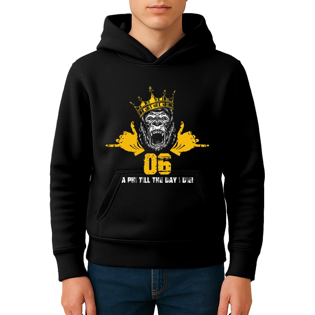 Alpha African 1906 Fraternity Hand Sign Ape Crown Kids Hoodie