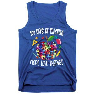 Autism Awareness 100 Days Of School Tee Iep Teacher Funny Gift Tank Top