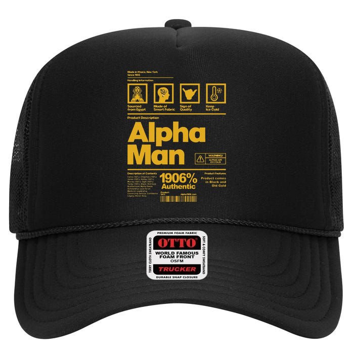 Alpha African 1906 Fraternity Information Description High Crown Mesh Back Trucker Hat