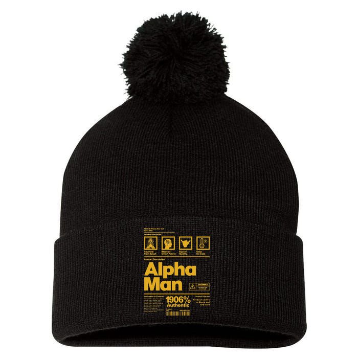 Alpha African 1906 Fraternity Information Description Pom Pom 12in Knit Beanie