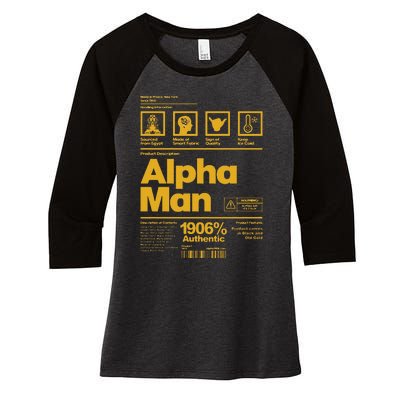 Alpha African 1906 Fraternity Information Description Women's Tri-Blend 3/4-Sleeve Raglan Shirt