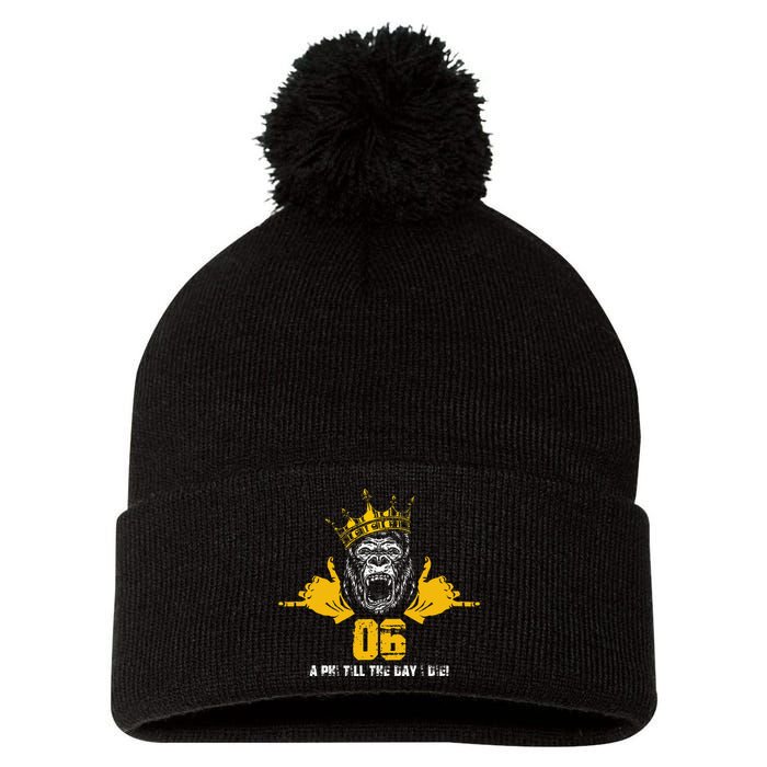 Alpha African 1906 Fraternity Hand Sign Ape Crown Pom Pom 12in Knit Beanie