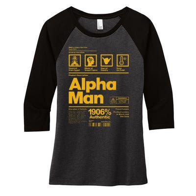 Alpha African 1906 Fraternity Information Description Women's Tri-Blend 3/4-Sleeve Raglan Shirt