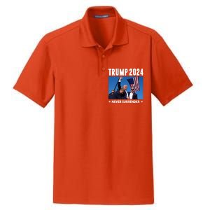 Assassination Attempt 2024 Never Surrender Trump Shot Dry Zone Grid Polo