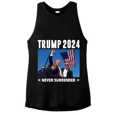 Assassination Attempt 2024 Never Surrender Trump Shot Ladies PosiCharge Tri-Blend Wicking Tank
