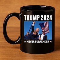 Assassination Attempt 2024 Never Surrender Trump Shot 11oz C Handle Ceramic Mug