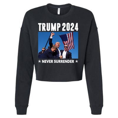 Assassination Attempt 2024 Never Surrender Trump Shot Cropped Pullover Crew