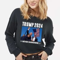 Assassination Attempt 2024 Never Surrender Trump Shot Cropped Pullover Crew