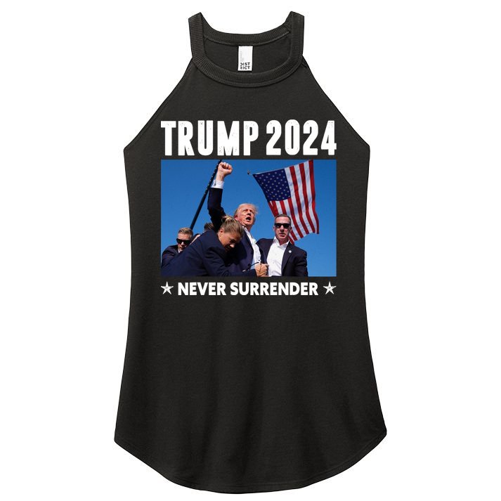Assassination Attempt 2024 Never Surrender Trump Shot Women's Perfect Tri Rocker Tank