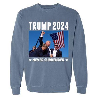 Assassination Attempt 2024 Never Surrender Trump Shot Garment-Dyed Sweatshirt