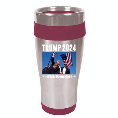 Assassination Attempt 2024 Never Surrender Trump Shot 16oz Travel Tumbler