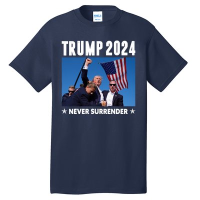 Assassination Attempt 2024 Never Surrender Trump Shot Tall T-Shirt