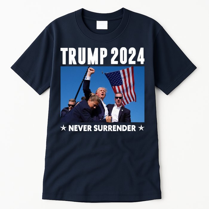 Assassination Attempt 2024 Never Surrender Trump Shot Tall T-Shirt