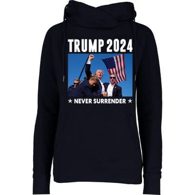 Assassination Attempt 2024 Never Surrender Trump Shot Womens Funnel Neck Pullover Hood