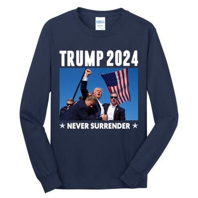 Assassination Attempt 2024 Never Surrender Trump Shot Tall Long Sleeve T-Shirt