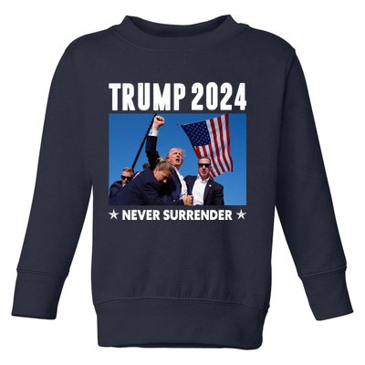 Assassination Attempt 2024 Never Surrender Trump Shot Toddler Sweatshirt
