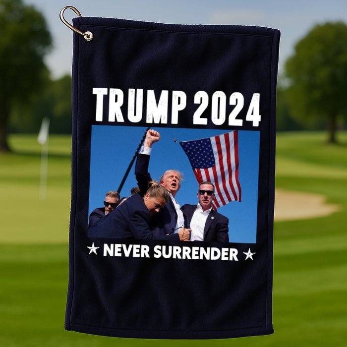 Assassination Attempt 2024 Never Surrender Trump Shot Golf Towel
