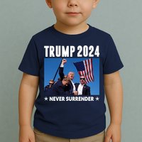 Assassination Attempt 2024 Never Surrender Trump Shot Toddler T-Shirt