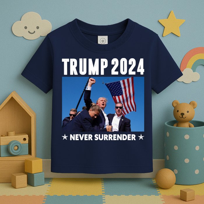 Assassination Attempt 2024 Never Surrender Trump Shot Toddler T-Shirt