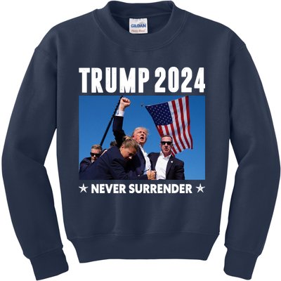 Assassination Attempt 2024 Never Surrender Trump Shot Kids Sweatshirt