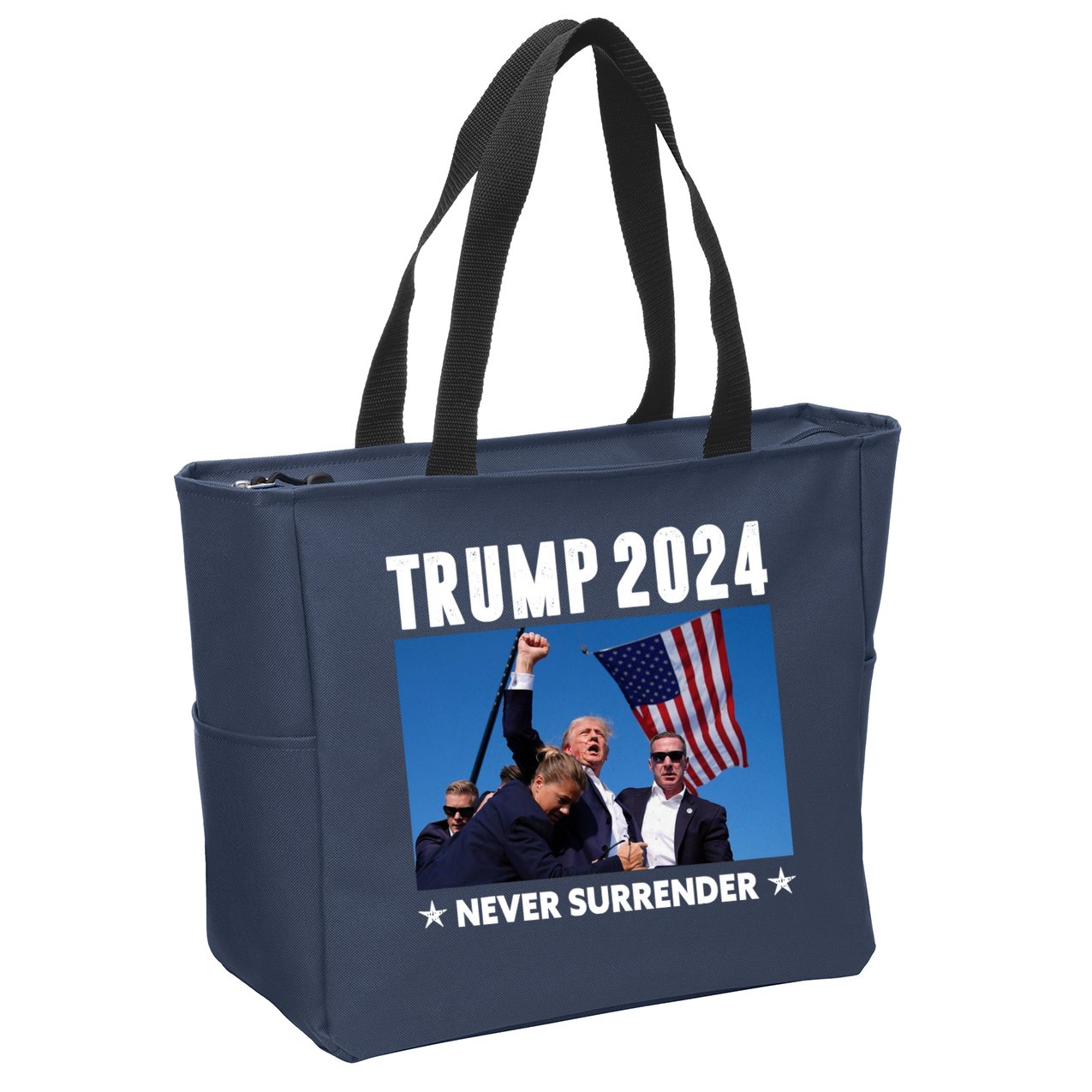 Assassination Attempt 2024 Never Surrender Trump Shot Zip Tote Bag