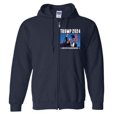 Assassination Attempt 2024 Never Surrender Trump Shot Full Zip Hoodie