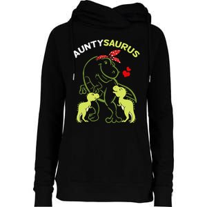 Auntysaurus Aunty 2 Dinosaur Aunt & Uncles Day Womens Funnel Neck Pullover Hood