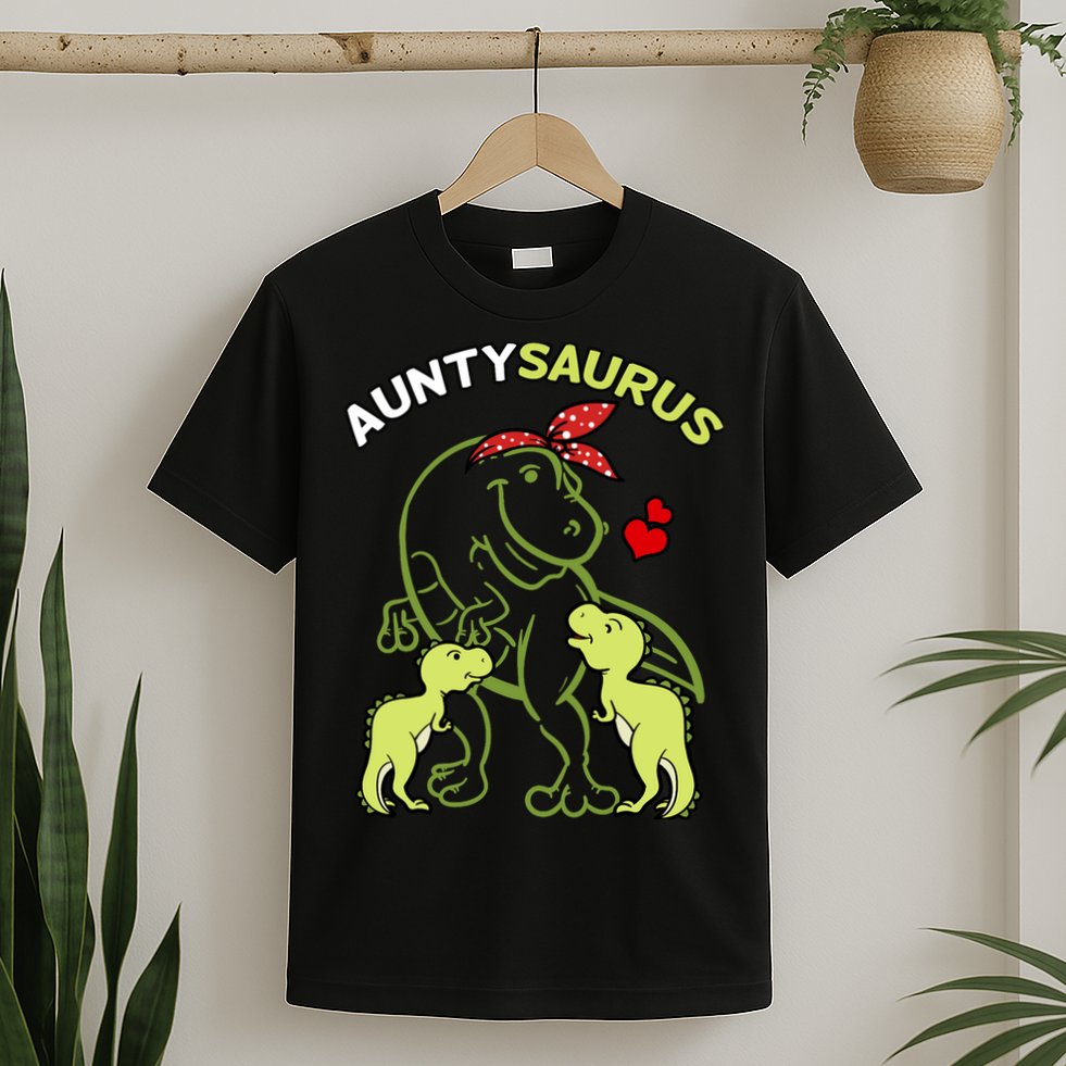 Auntysaurus Aunty 2 Dinosaur Aunt & Uncles Day T-Shirt
