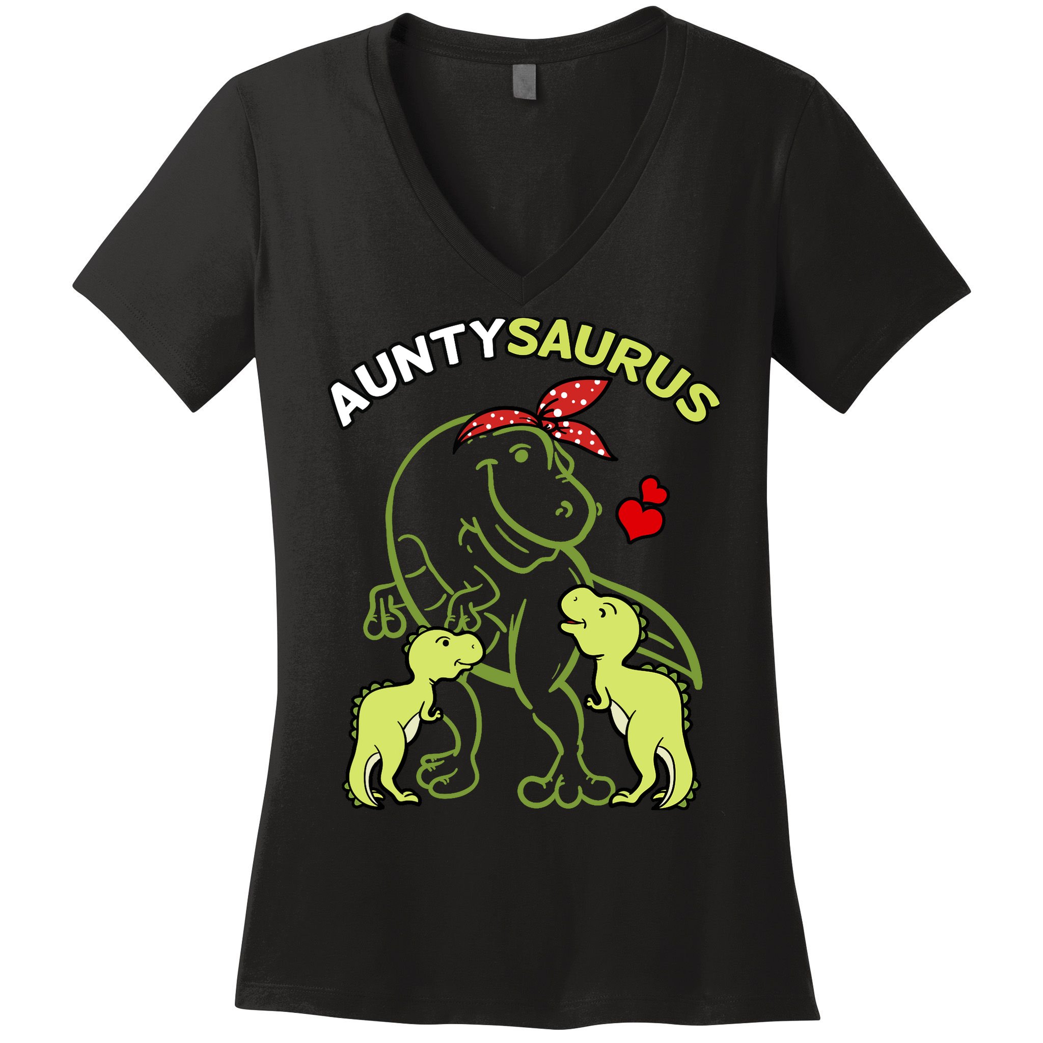 Auntysaurus Aunty 2 Dinosaur Aunt & Uncles Day Women's V-Neck T-Shirt
