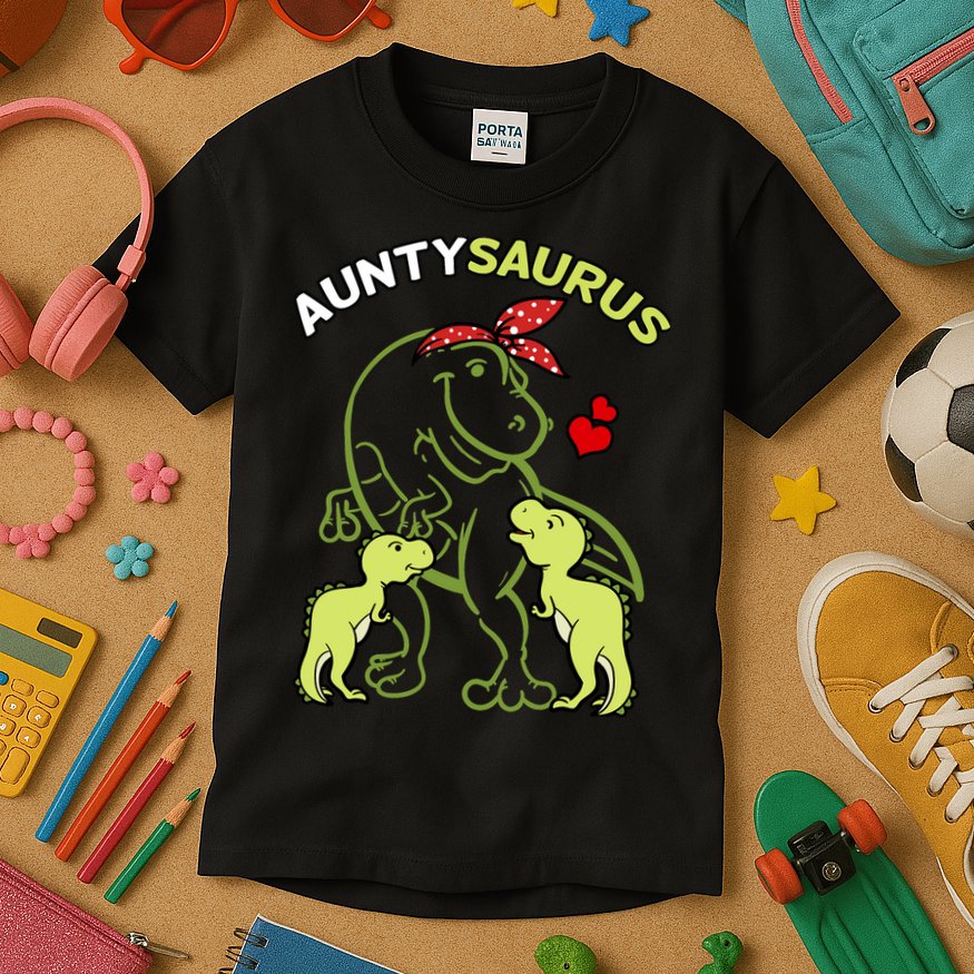 Auntysaurus Aunty 2 Dinosaur Aunt & Uncles Day Kids T-Shirt