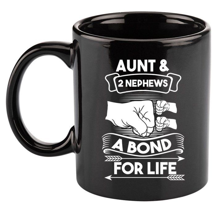 Aunt And 2 Nephews A Bond For Life Aunts Nieces Cool Gift 11oz C Handle Ceramic Mug
