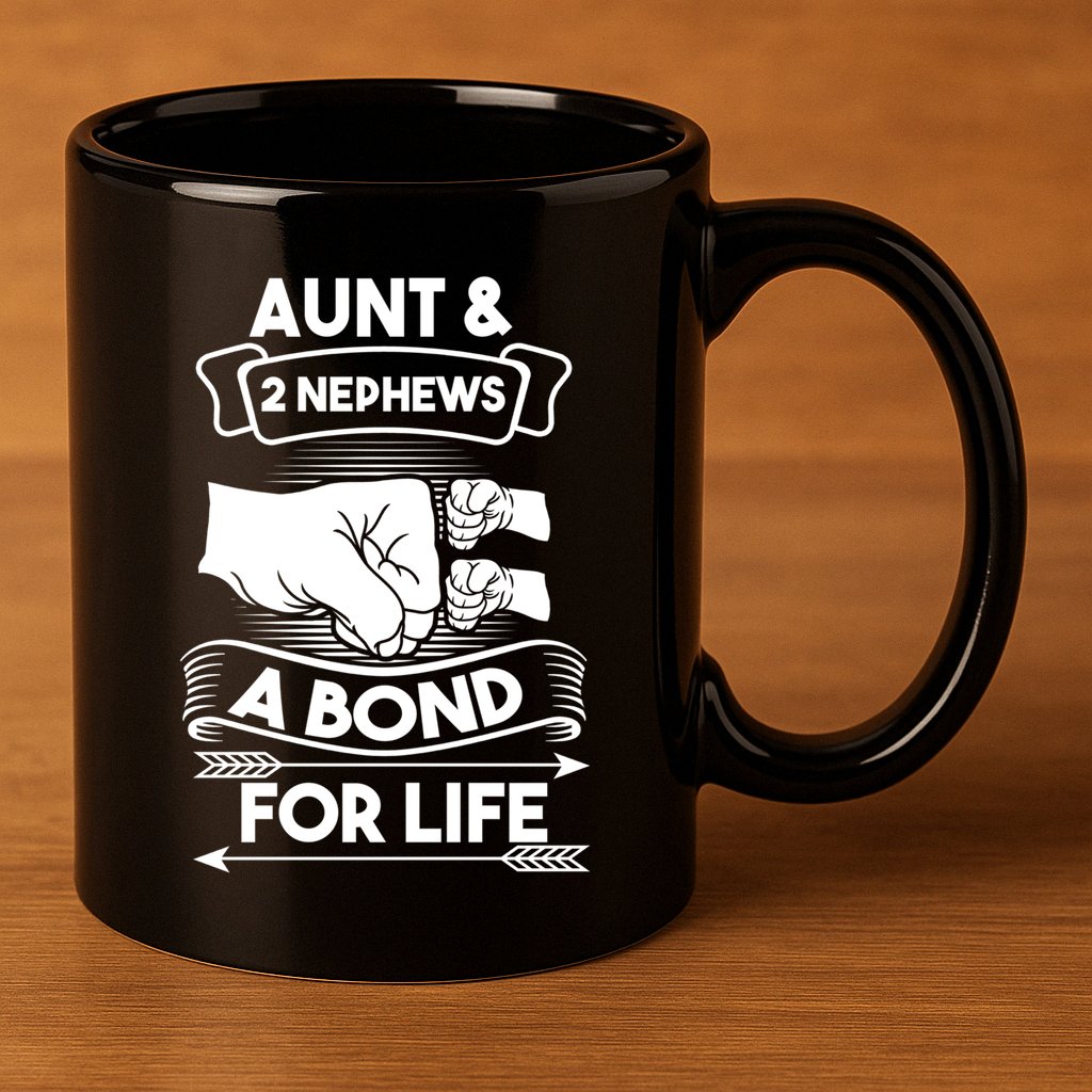 Aunt And 2 Nephews A Bond For Life Aunts Nieces Cool Gift 11oz C Handle Ceramic Mug