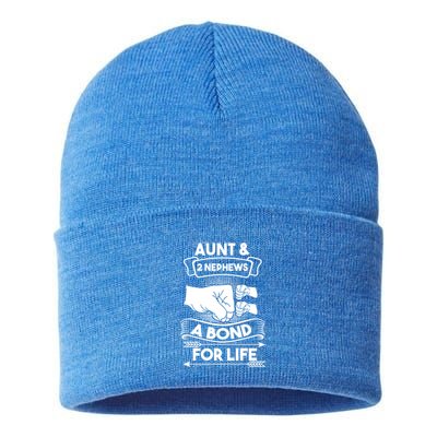 Aunt And 2 Nephews A Bond For Life Aunts Nieces Cool Gift Sustainable Knit Beanie